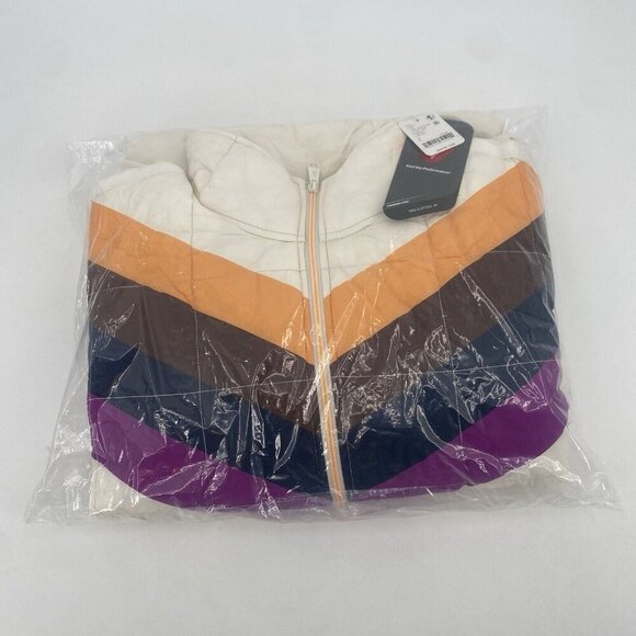 FP Movement x Hatch Printed Puffer Jacket Size Large NWT Ivory Chevron Combo - Picture 3 of 15